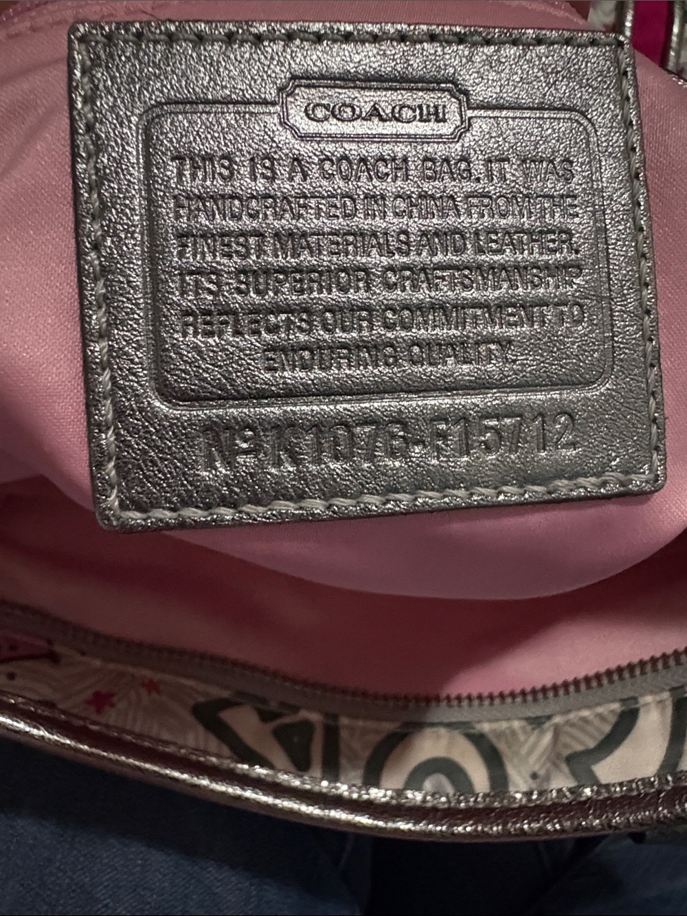 Coach Graffti bandana Butterfly Tote Pink&Silver EUC - Picture 3 of 7